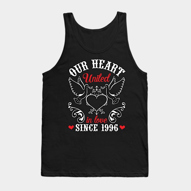 Our Heart United In Love Since 1996 Happy Wedding Married Anniversary 24 Years Husband Wife Tank Top by joandraelliot